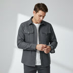 Men's Snap Button Workwear Jacket with Chest Pockets