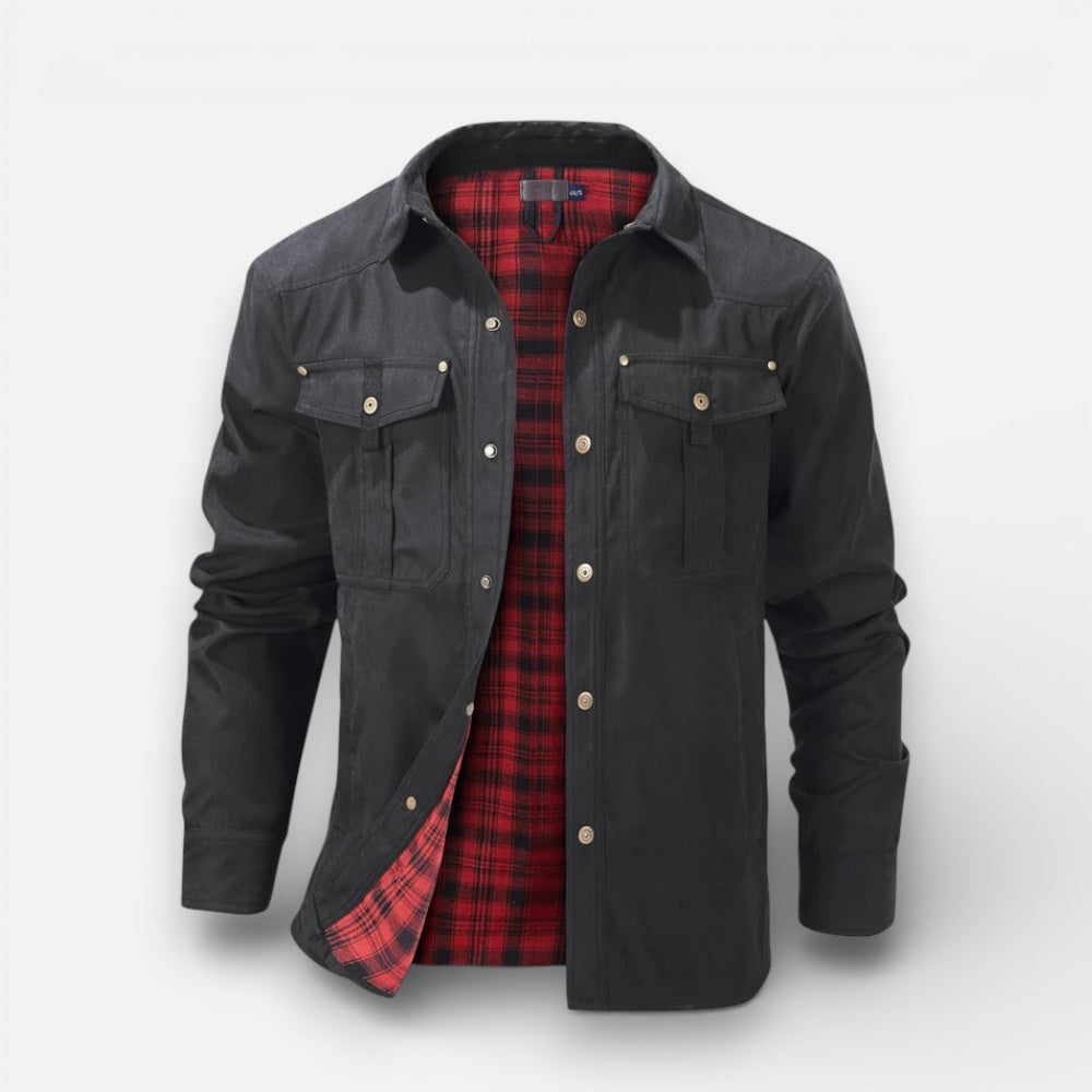 Men's Snap Button Workwear Jacket with Chest Pockets