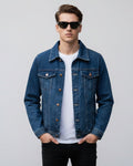 Men's Straight Cut Denim Jacket with Chest Pockets