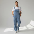Men's Straight Leg Denim Dungarees with Adjustable Straps