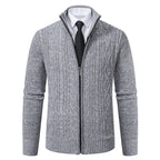 Men's Textured Cardigan with Stand-Up Collar