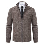 Men's Textured Cardigan with Stand-Up Collar