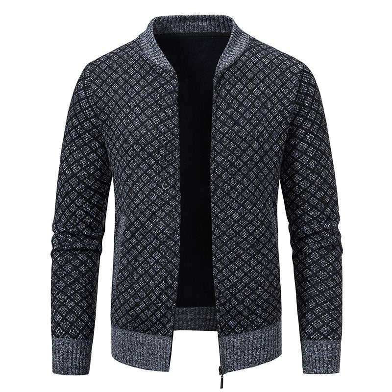 Men's Textured Zip Cardigan with Modern Fit