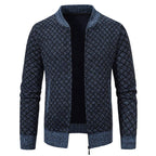 Men's Textured Zip Cardigan with Modern Fit
