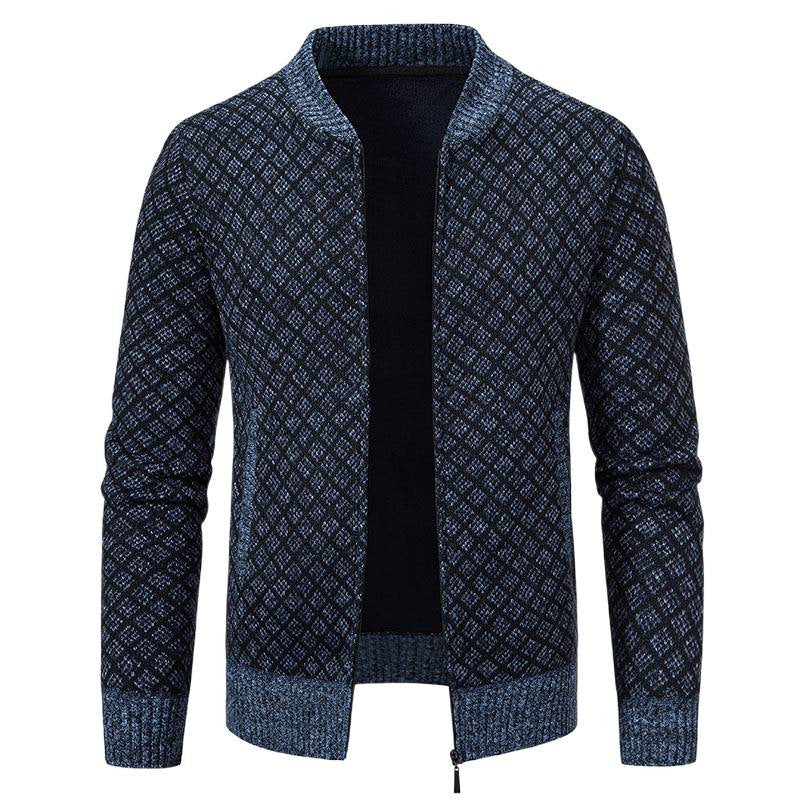 Men's Textured Zip Cardigan with Modern Fit