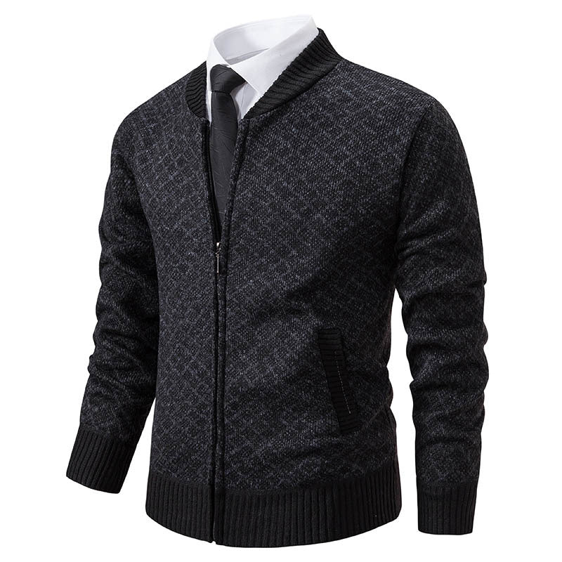 Men's Textured Zip Cardigan with Modern Fit