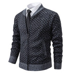 Men's Textured Zip Cardigan with Modern Fit