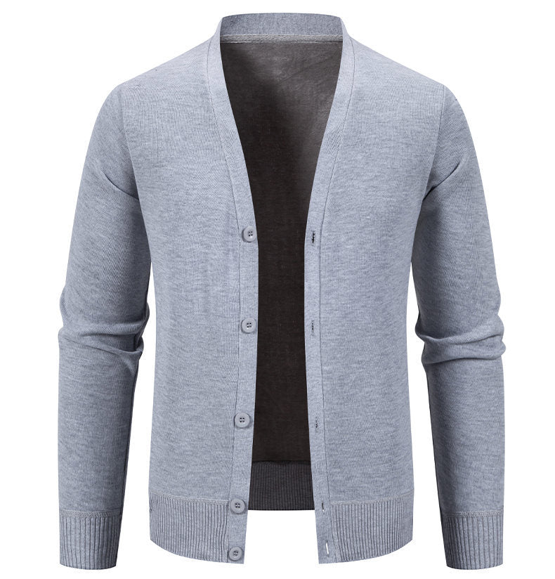 Men's V-neck Button Cardigan in Knit