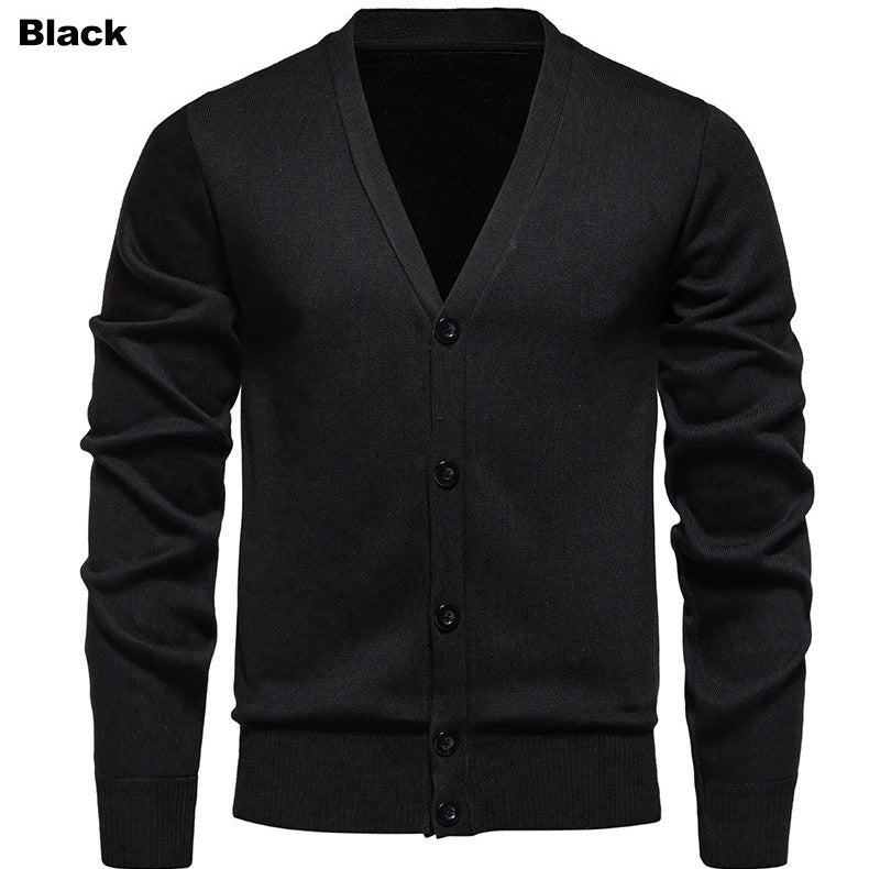 Men's V-neck Button Cardigan in Knit