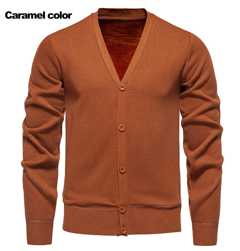 Men's V-neck Button Cardigan in Knit