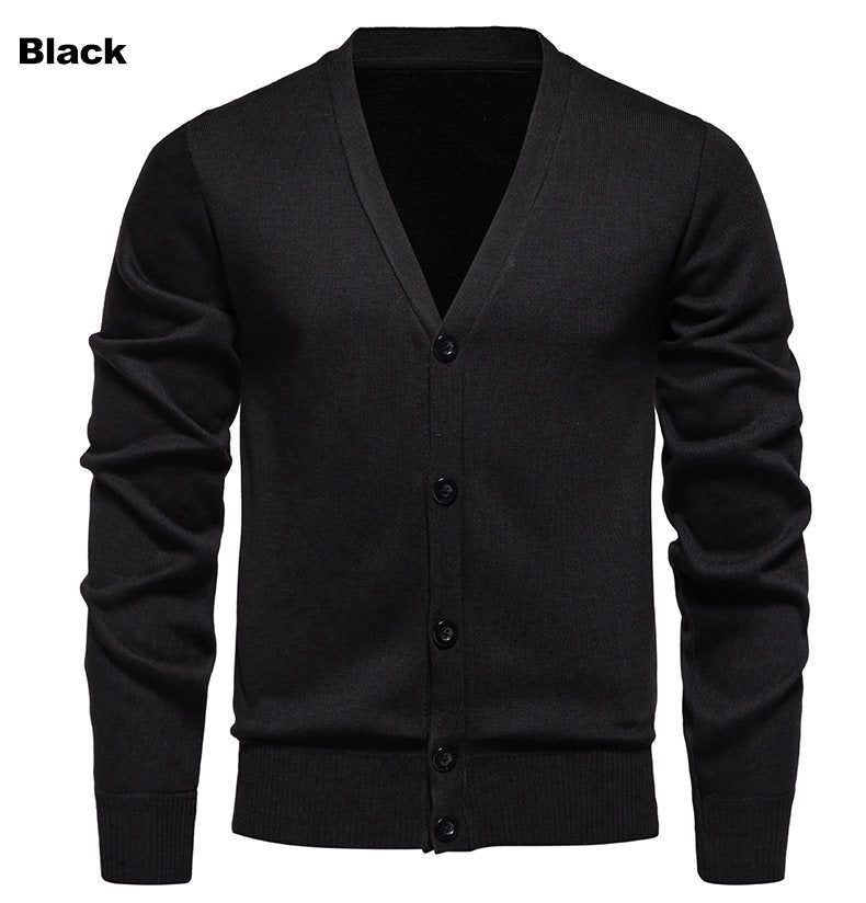 Men's V-neck Button Cardigan in Knit
