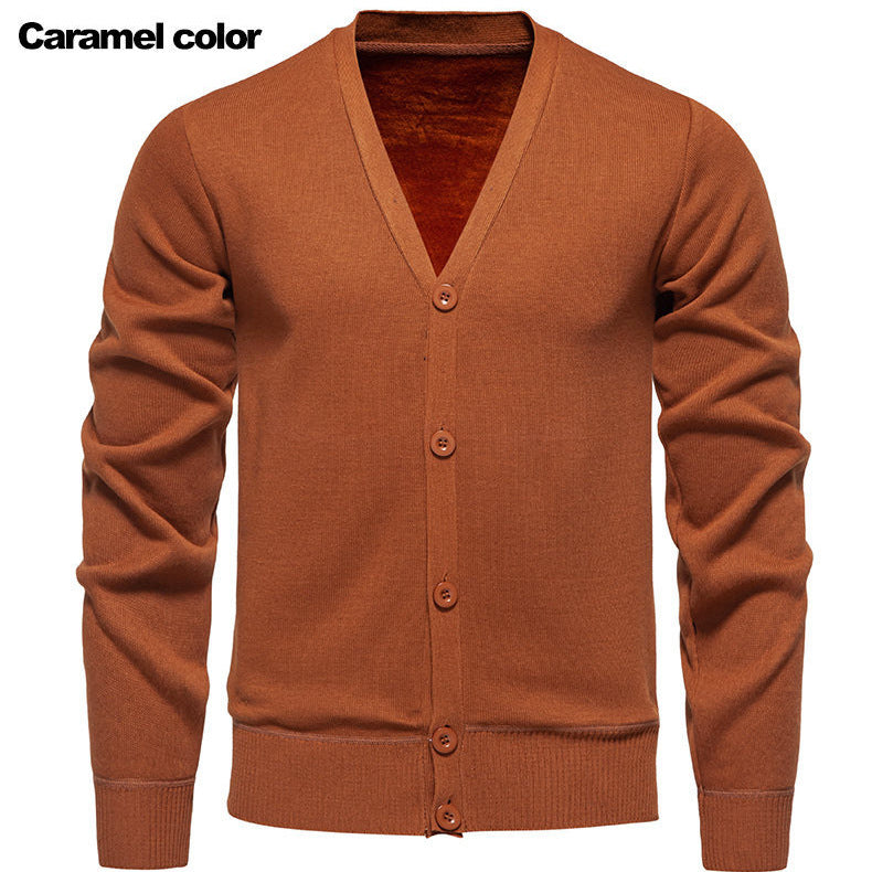 Men's V-neck Button Cardigan in Knit