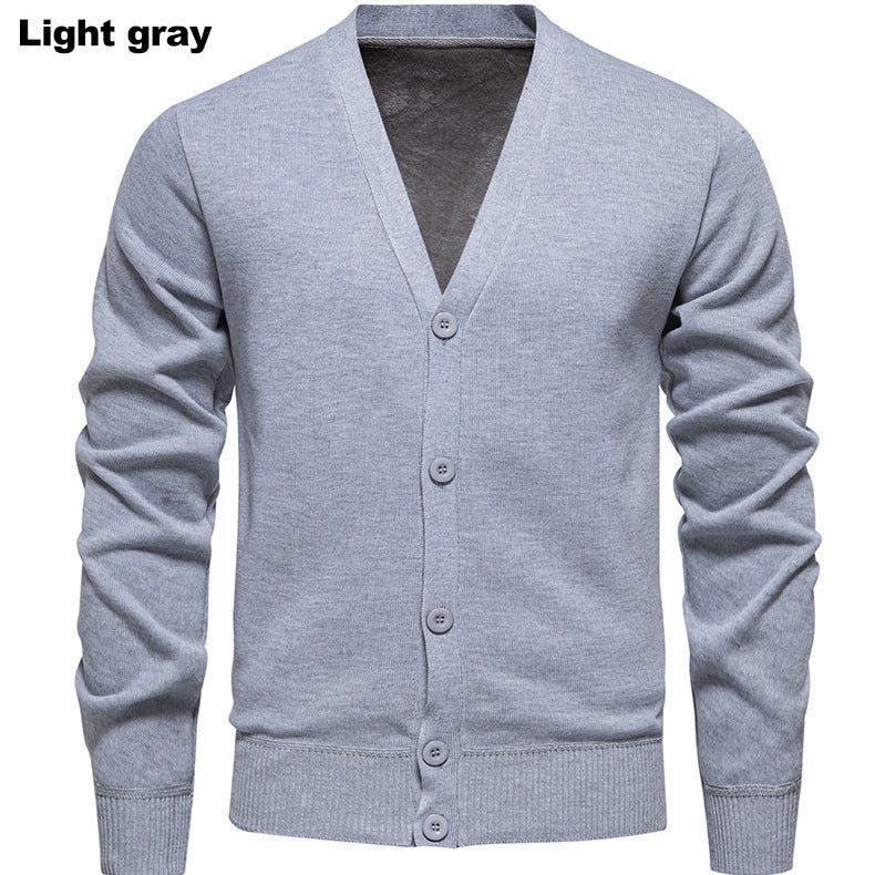Men's V-neck Button Cardigan in Knit