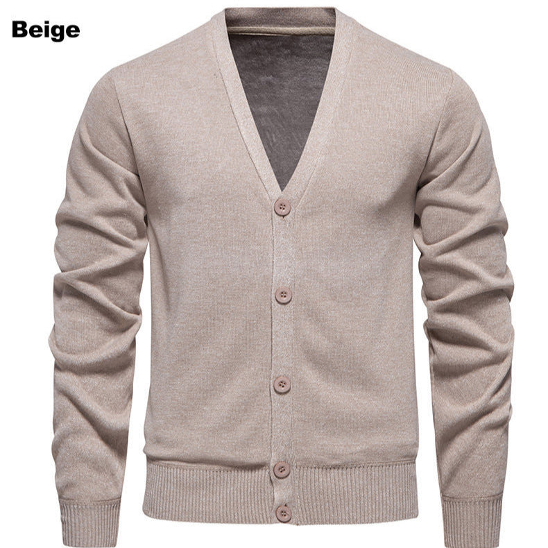 Men's V-neck Button Cardigan in Knit