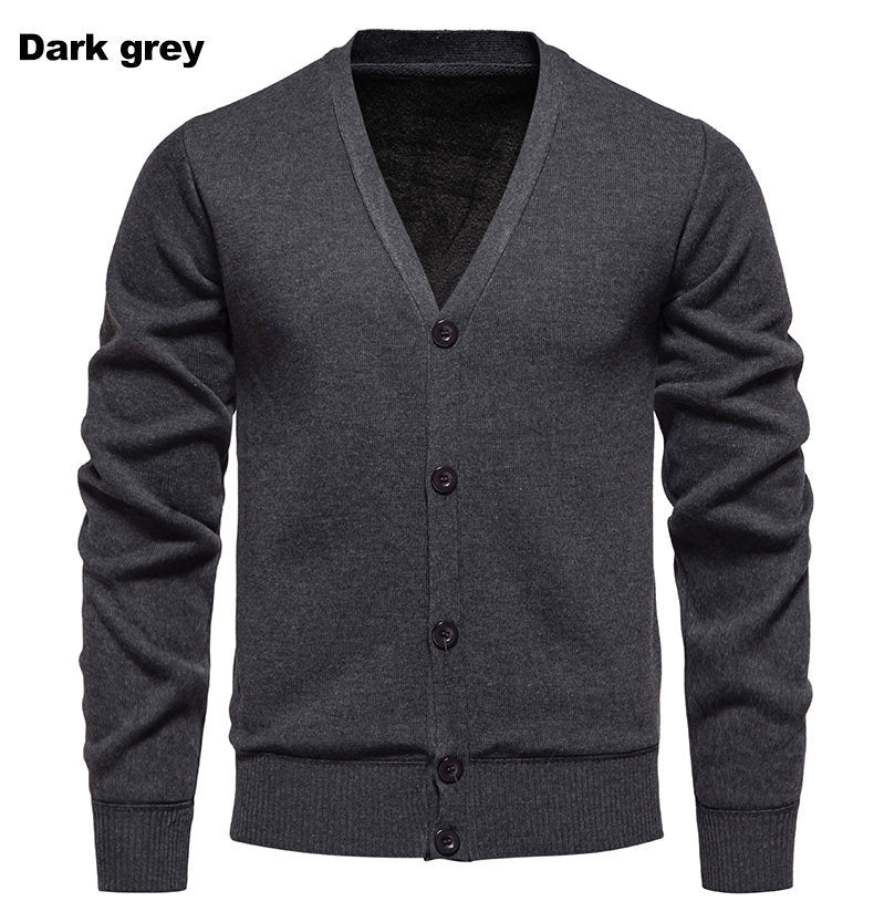 Men's V-neck Button Cardigan in Knit