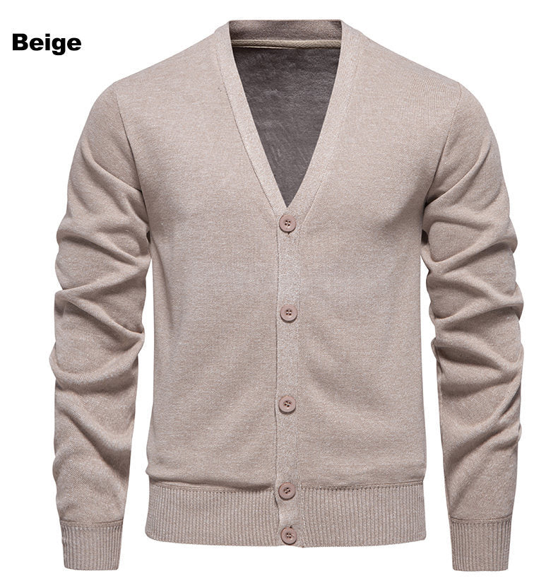 Men's V-neck Button Cardigan in Knit