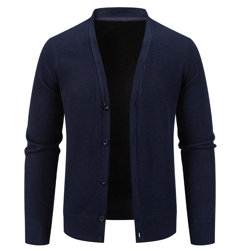 Men's V-neck Button Cardigan in Knit