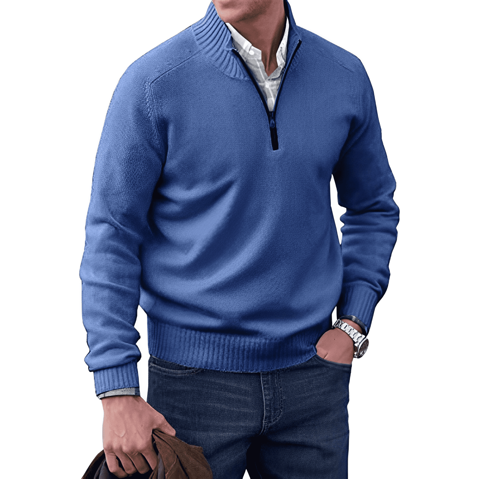 Men's Zip-Up Sweater in Soft Cashmere Blend