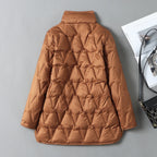 Mid-Length Diamond Quilted Down Jacket for Women