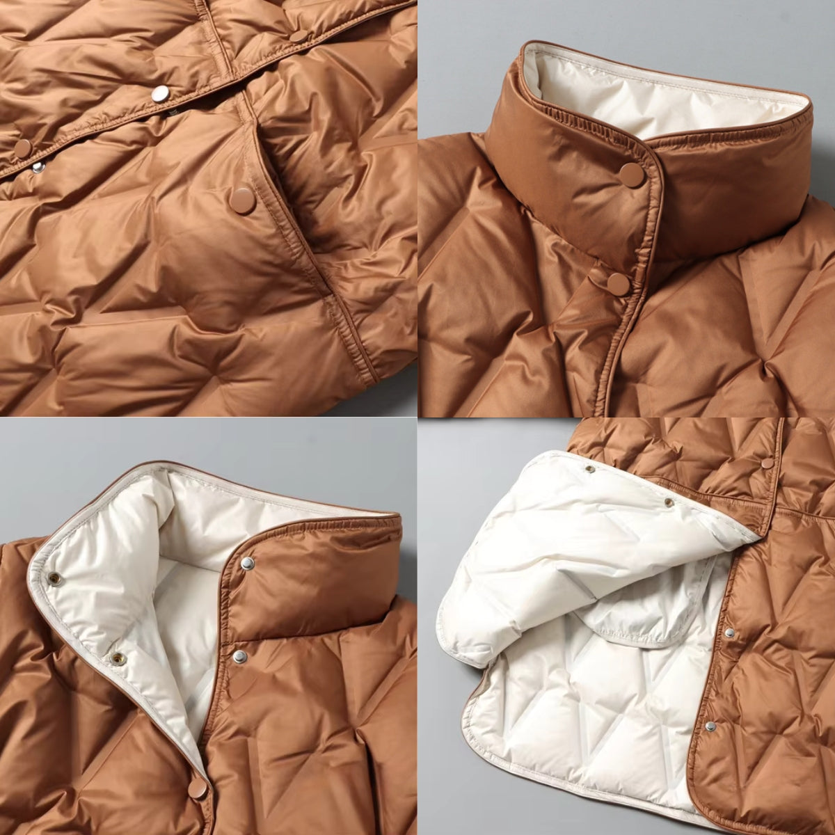 Mid-Length Diamond Quilted Down Jacket for Women