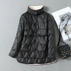 Mid-Length Diamond Quilted Down Jacket for Women