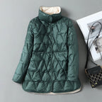 Mid-Length Diamond Quilted Down Jacket for Women