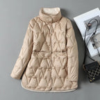 Mid-Length Diamond Quilted Down Jacket for Women