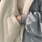 Oversized Bomber Jacket with Faux Fur Hood for Women