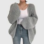 Loose Fit Women’s Chunky Knit Open Cardigan