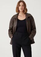 Oversized Faux Leather Jacket for Women