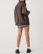 Oversized Faux Leather Jacket for Women
