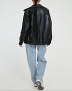 Oversized Faux Leather Jacket for Women