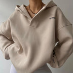 Oversized Relaxed Essentials Hoodie with Open Neckline 1