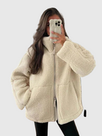 Oversized Sherpa Fleece Jacket with Zipper for Women