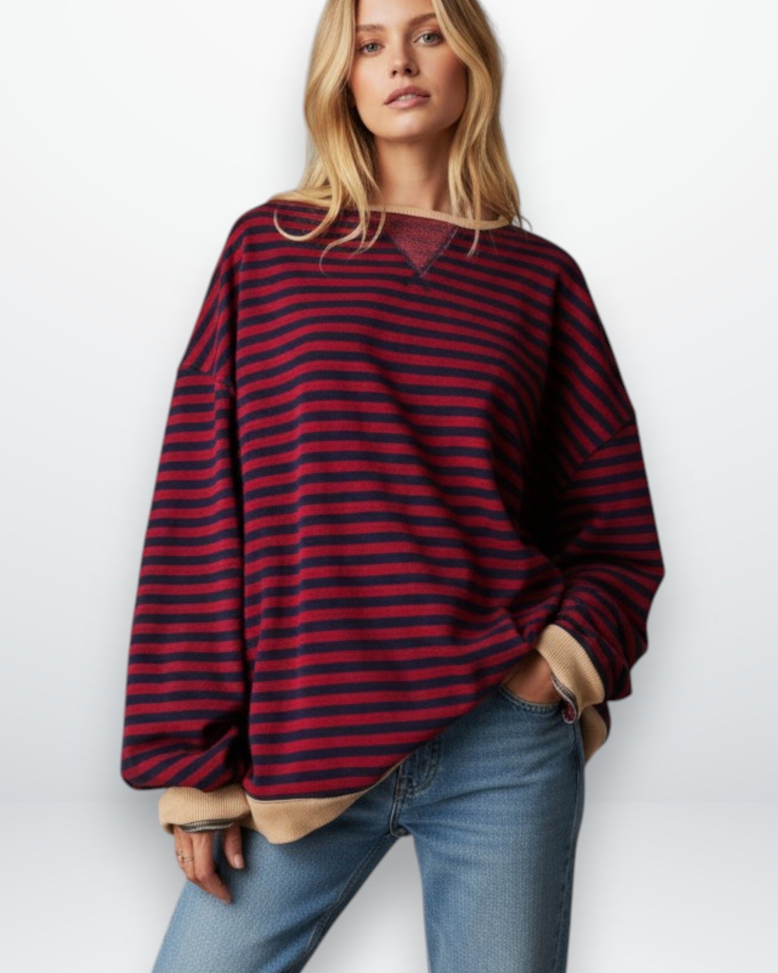 Oversized Striped Sweatshirt for Women