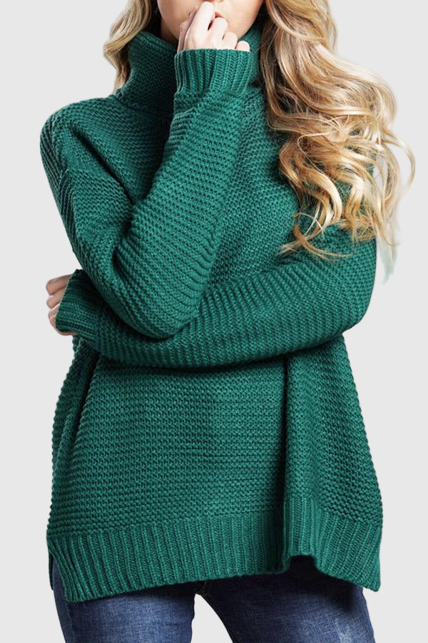 Oversized Turtleneck Chunky Knit Sweater for Women 0