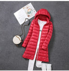 Packable Long Puffer Coat for Women