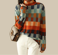 Patchwork Turtleneck Sweater for Women 0