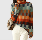 Patchwork Women's Turtleneck Jumper