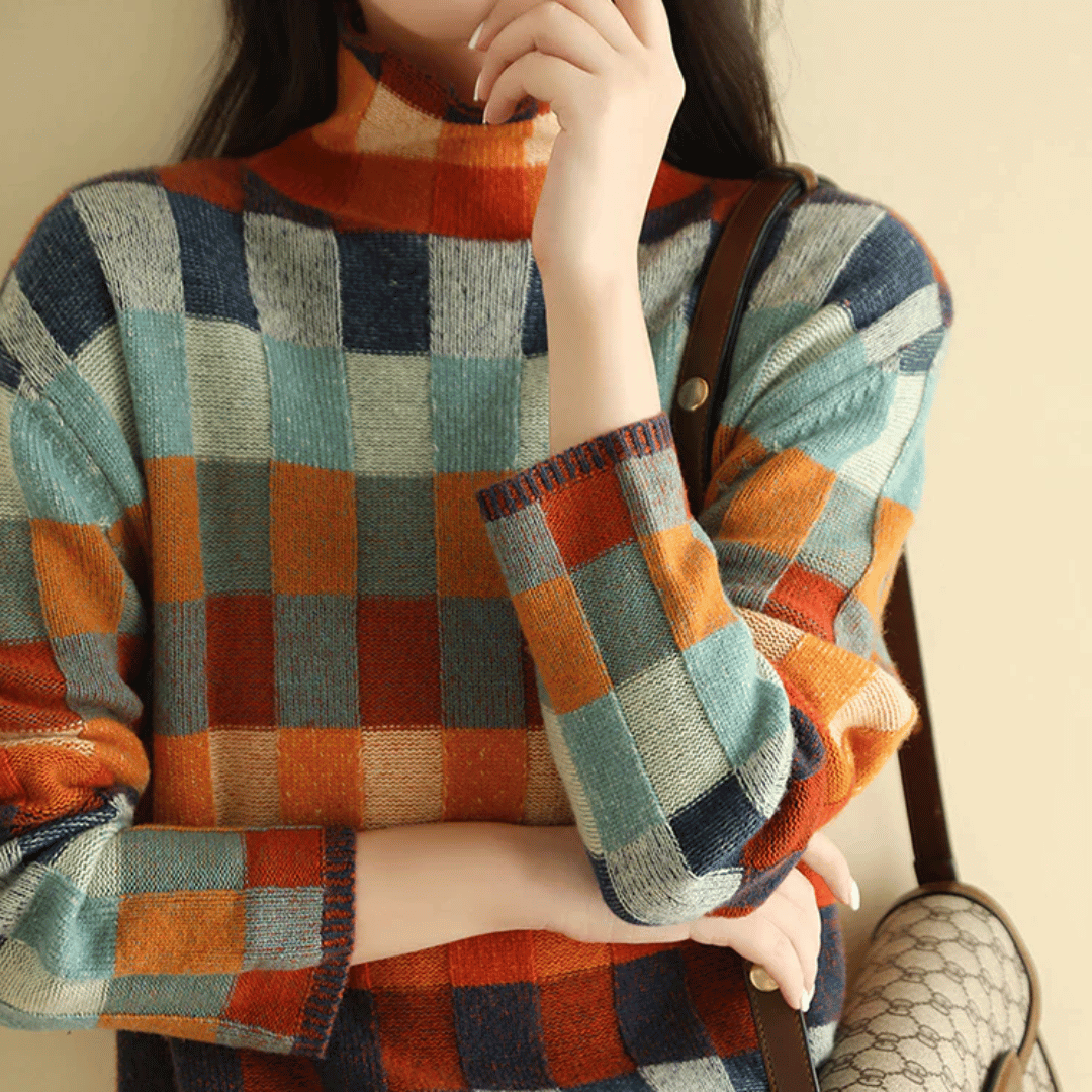 Patchwork Turtleneck Sweater for Women 4