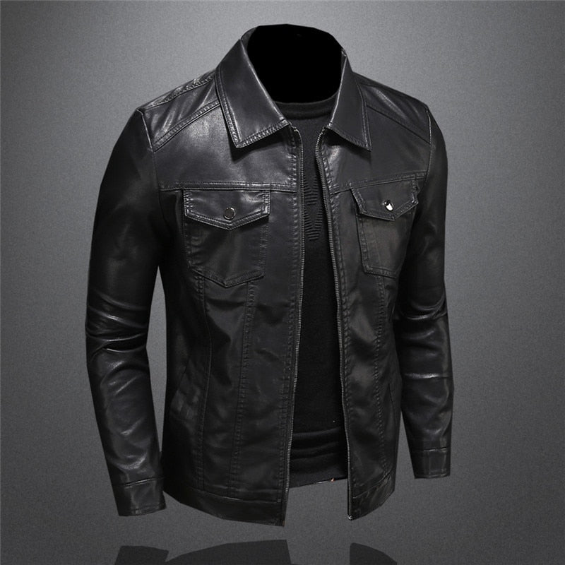 Premium men's leather jacket with timeless design