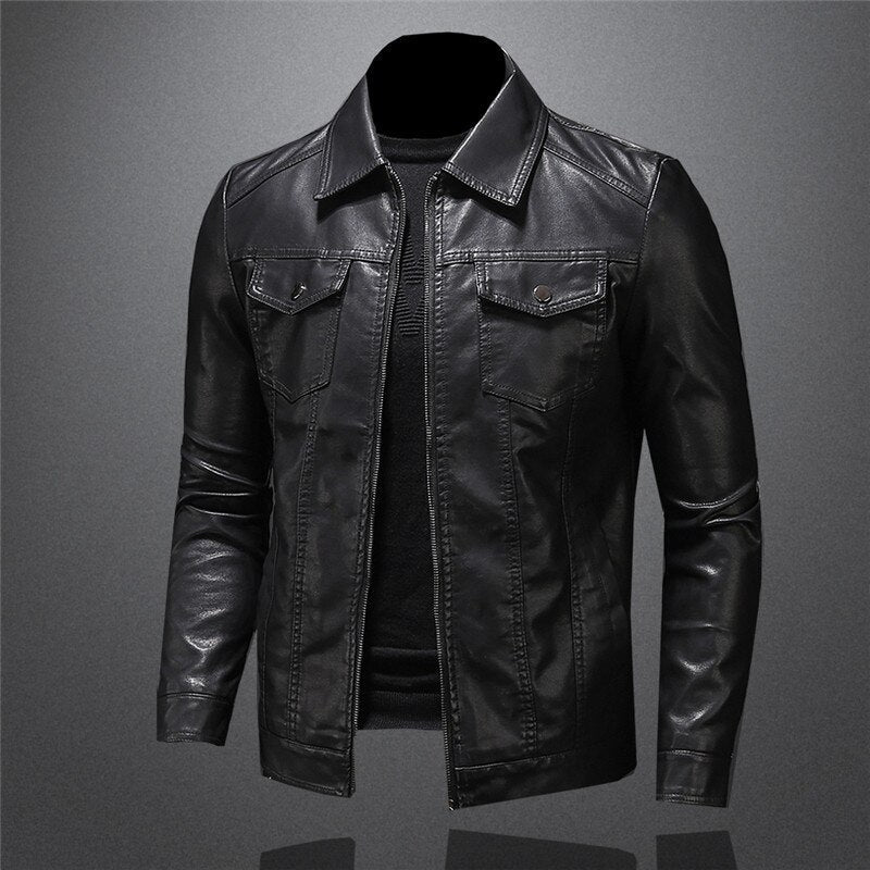 Premium men's leather jacket with timeless design