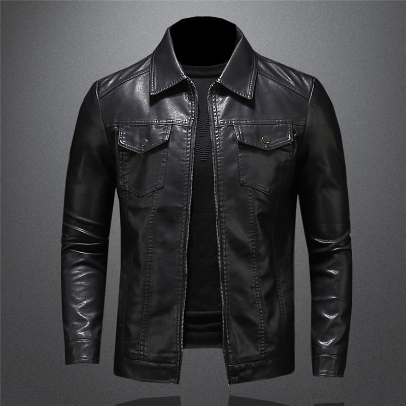Premium men's leather jacket with timeless design