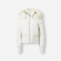 Quilted Bomber Jacket with Fluffy Hood for Women