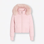 Quilted Bomber Jacket with Fluffy Hood for Women