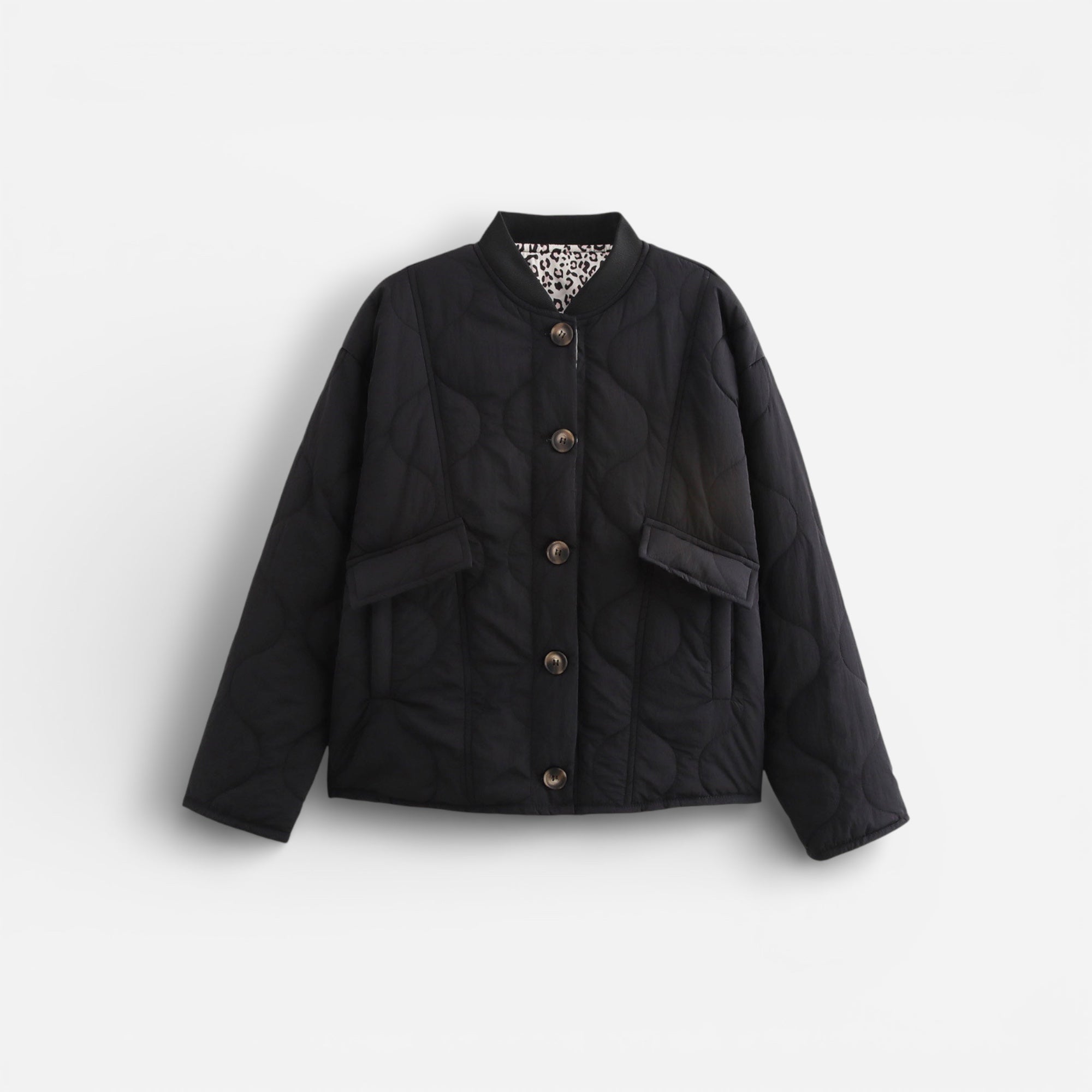 Quilted Jacket for Women with Leopard Lining