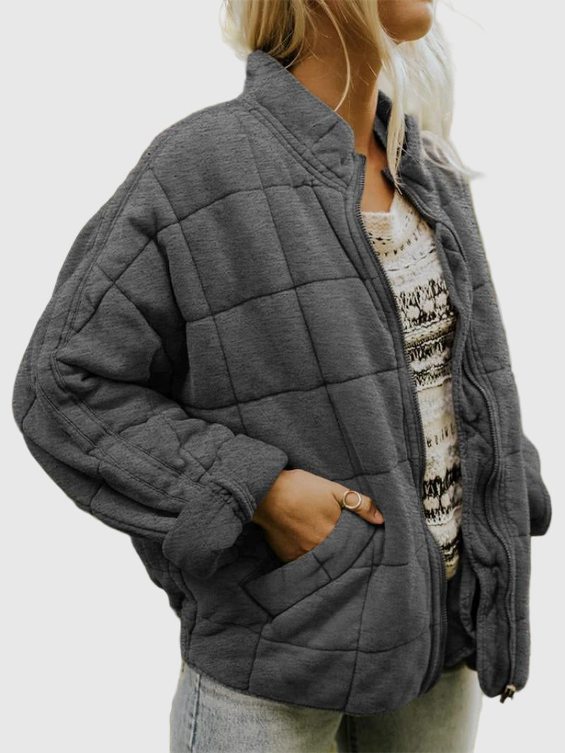Quilted Jacket for Women with Stand Collar