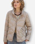 Quilted Short Jacket with High Collar for Women