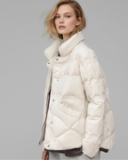 Quilted Short Jacket with High Collar for Women