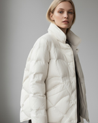 Quilted Short Jacket with High Collar for Women